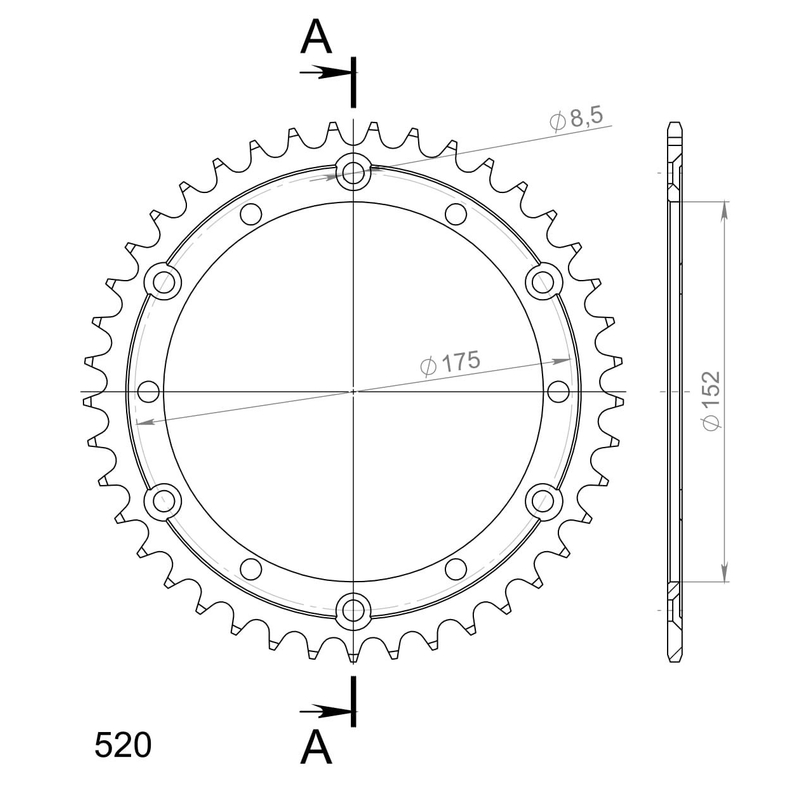 Rear sprocket SUPERSPROX black 41T, 520