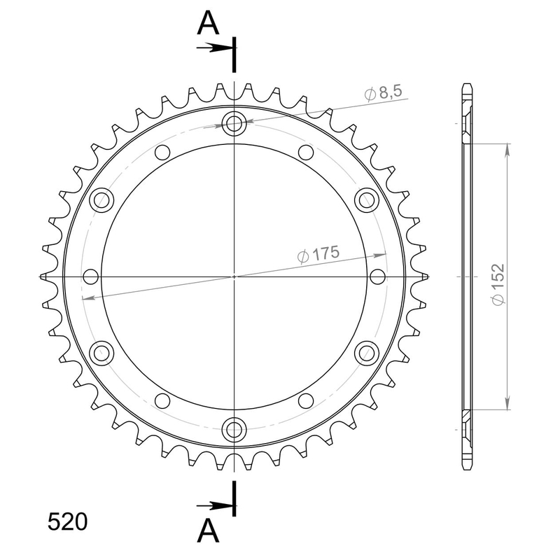 Rear sprocket SUPERSPROX black 42T, 520