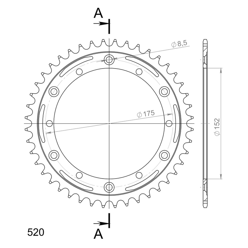 Rear sprocket SUPERSPROX black 44T, 520