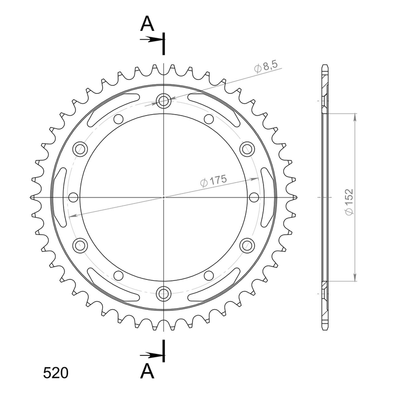 Rear sprocket SUPERSPROX black 46T, 520