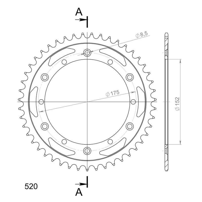 Rear sprocket SUPERSPROX black 47T, 520