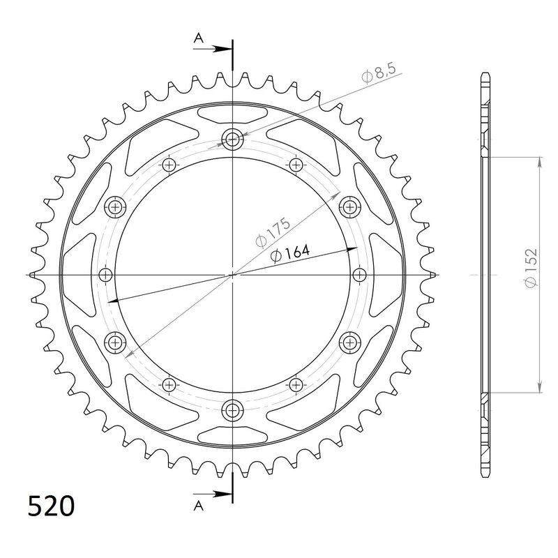 Rear sprocket SUPERSPROX black 50T, 520