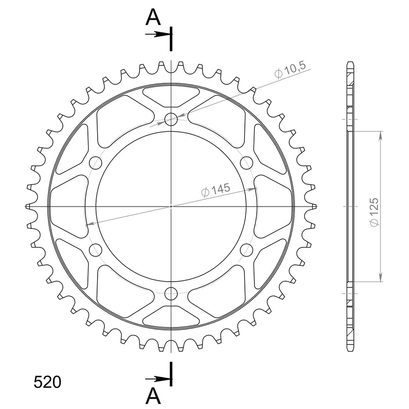 Rear sprocket SUPERSPROX black 46T, 520