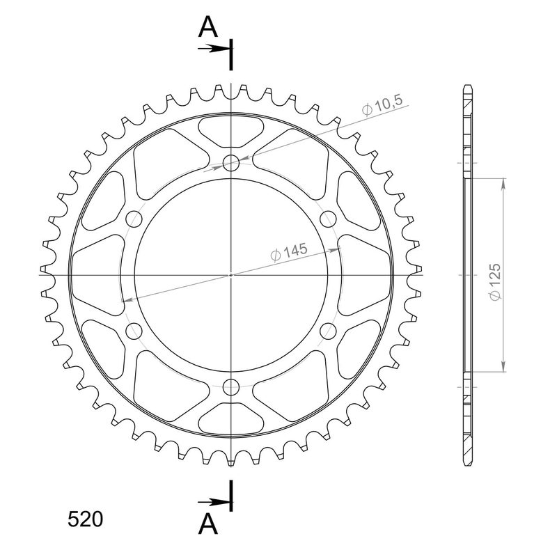 Rear sprocket SUPERSPROX black 47T, 520