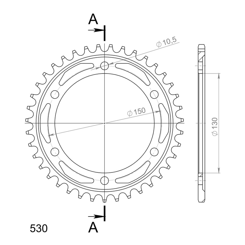 Rear sprocket SUPERSPROX black 39T, 530