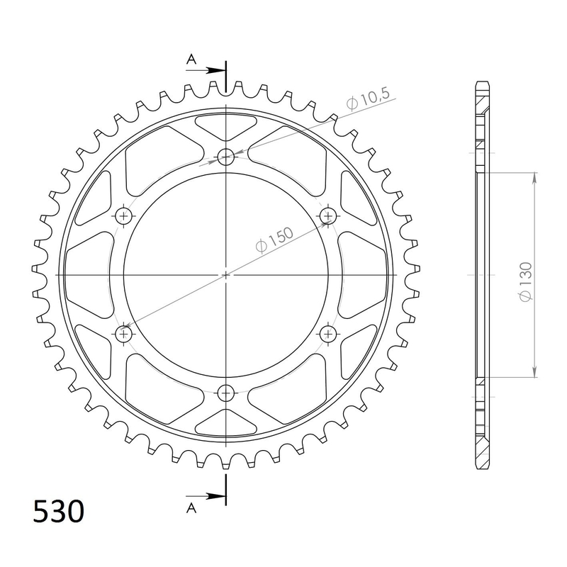 Rear sprocket SUPERSPROX black 47T, 530