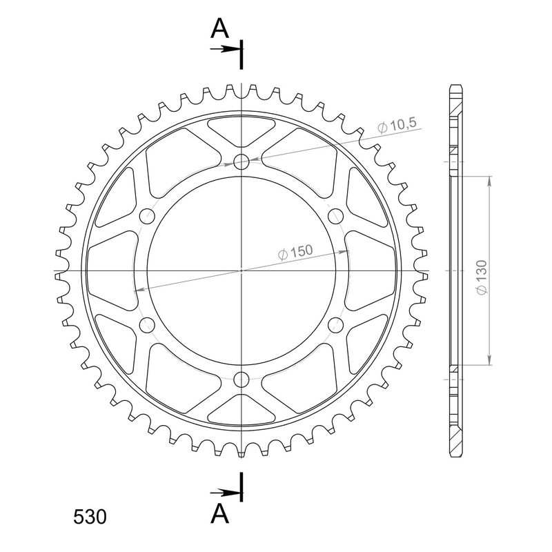 Rear sprocket SUPERSPROX black 49T, 530