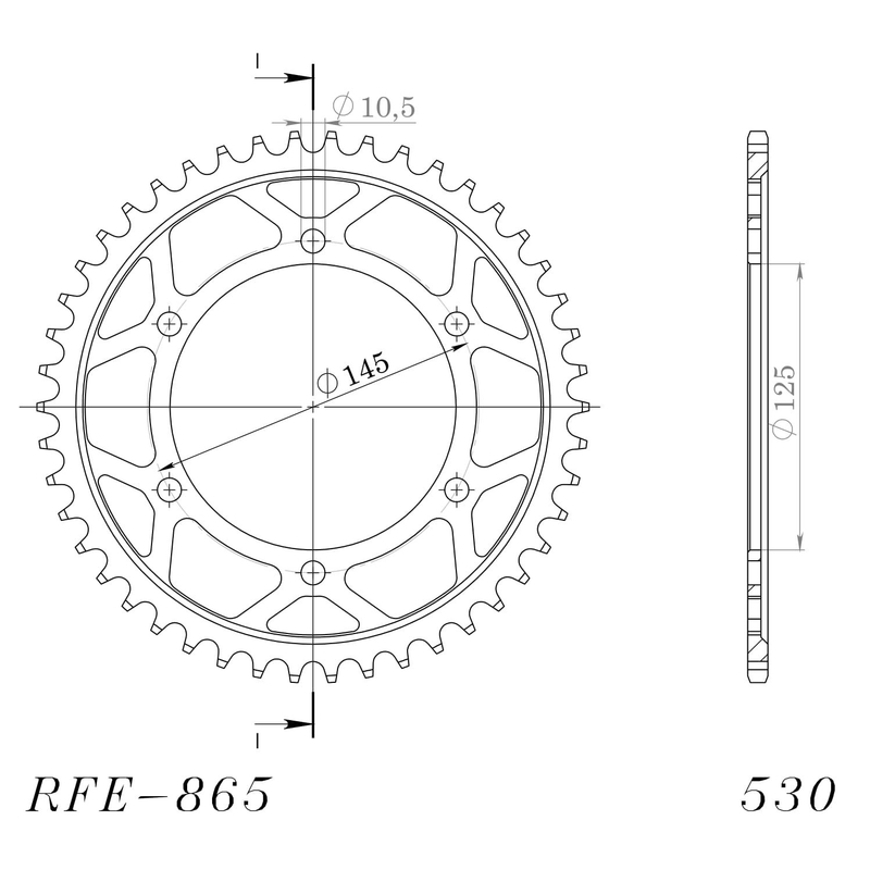 Rear sprocket SUPERSPROX black 46T, 530