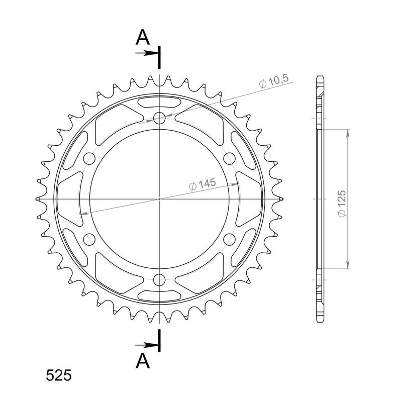 Rear sprocket SUPERSPROX black 42T, 525