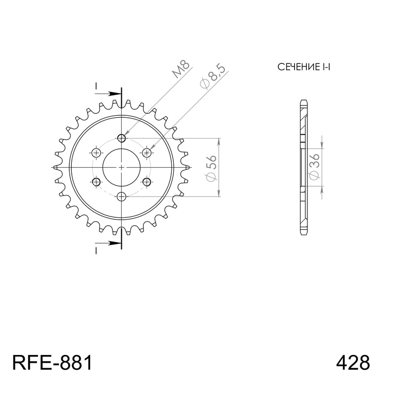 Rear sprocket SUPERSPROX black 28T, 428