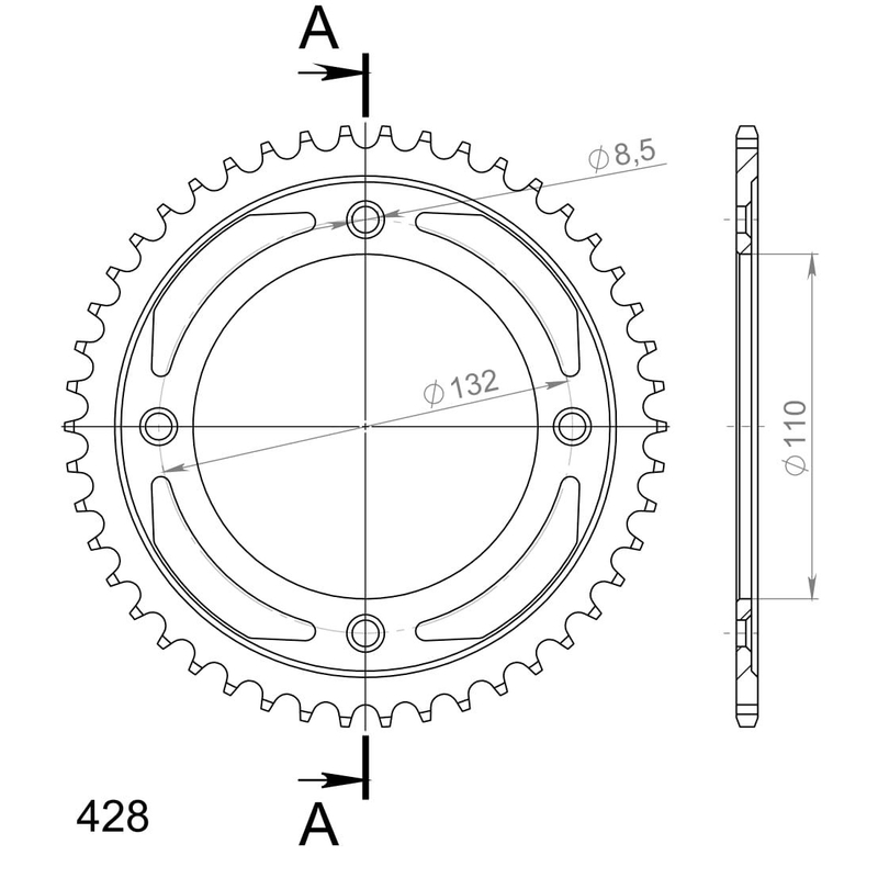 Rear sprocket SUPERSPROX black 46T, 428