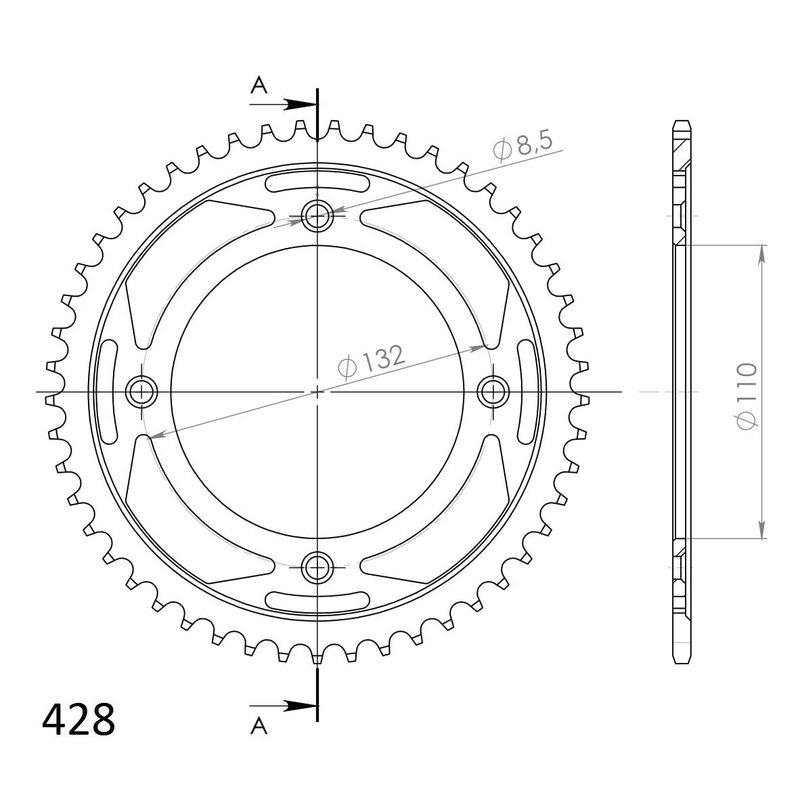 Rear sprocket SUPERSPROX black 49T, 428