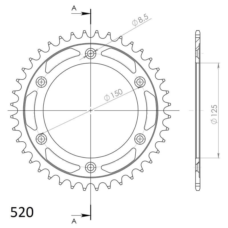 Rear sprocket SUPERSPROX black 40T, 520