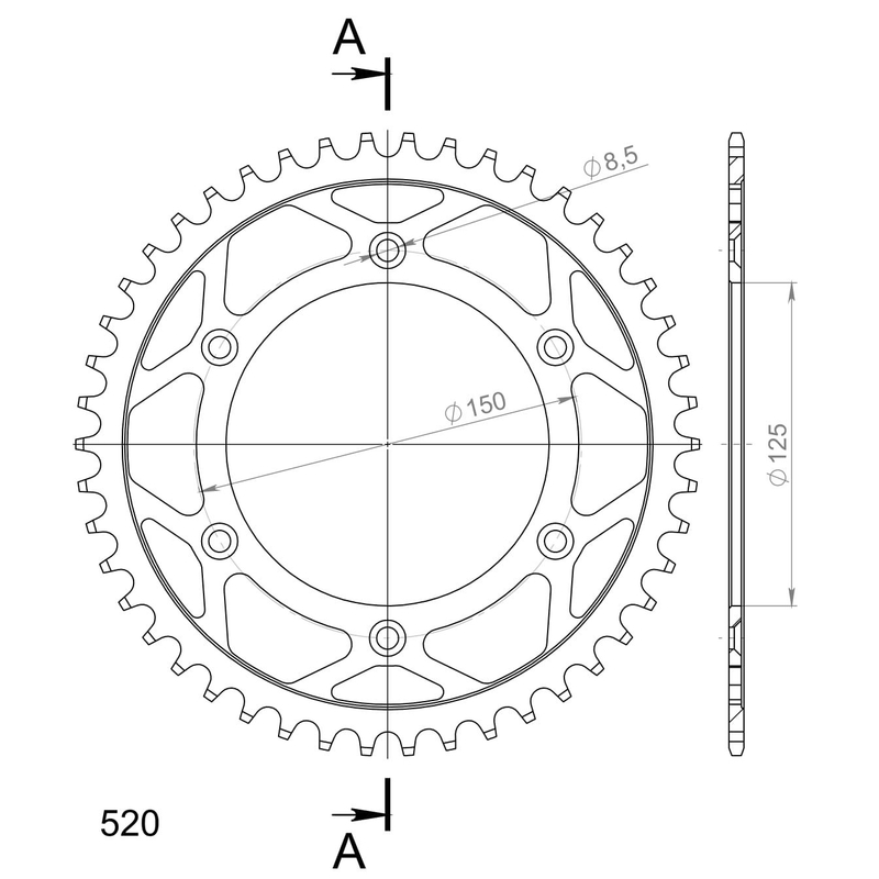 Rear sprocket SUPERSPROX black 46T, 520