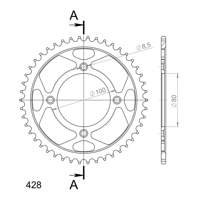 Rear sprocket SUPERSPROX black 46T, 428