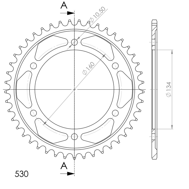 Rear sprocket SUPERSPROX black 45T, 530