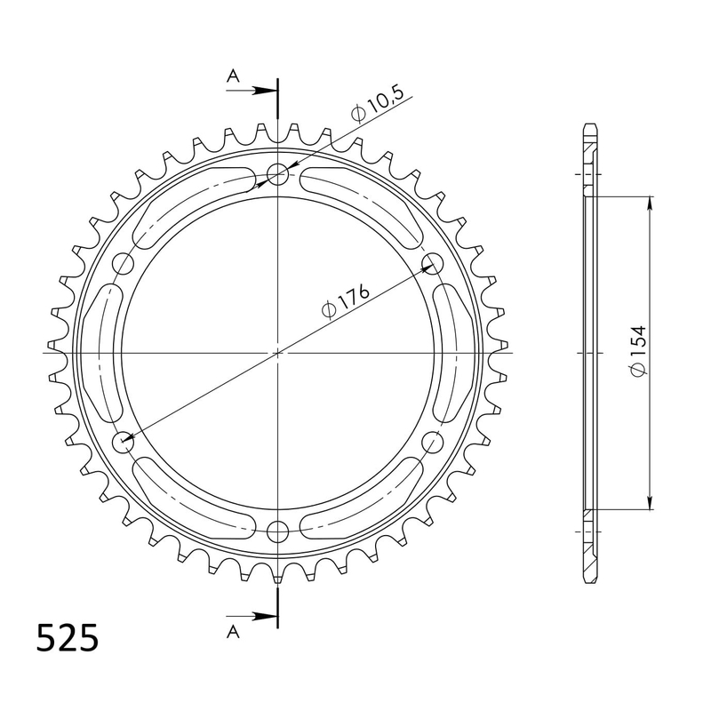 Rear sprocket SUPERSPROX black 43T, 525