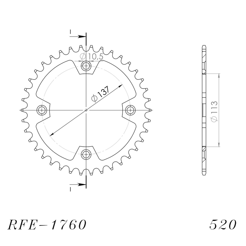 Rear sprocket SUPERSPROX black 40T, 520