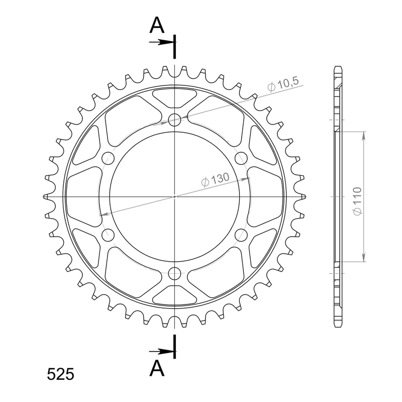 Rear sprocket SUPERSPROX black 42T, 525