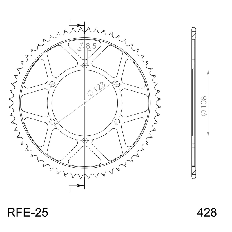 Rear sprocket SUPERSPROX black 60T, 428