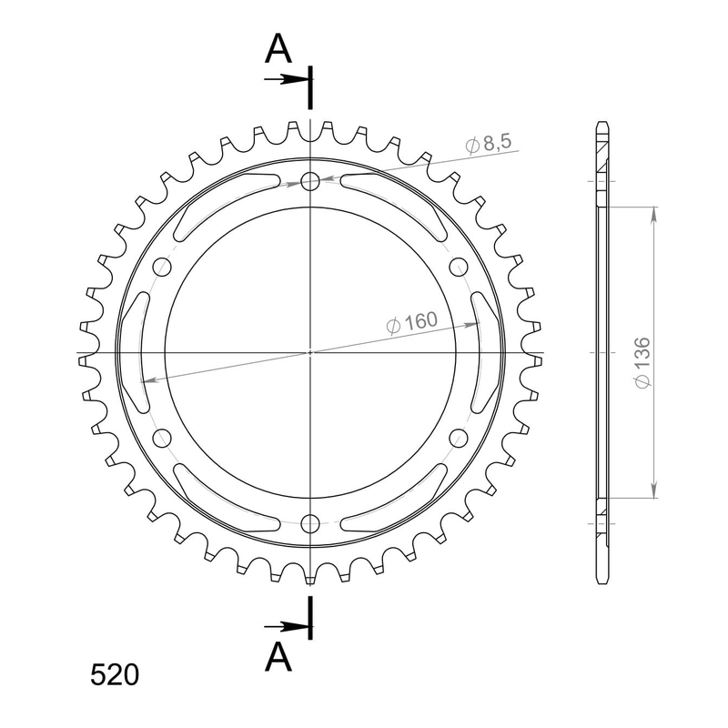 Rear sprocket SUPERSPROX black 41T, 520