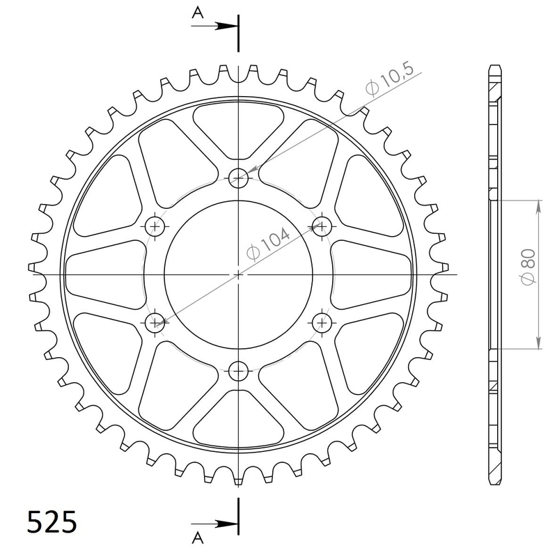 Rear sprocket SUPERSPROX black 43T, 525