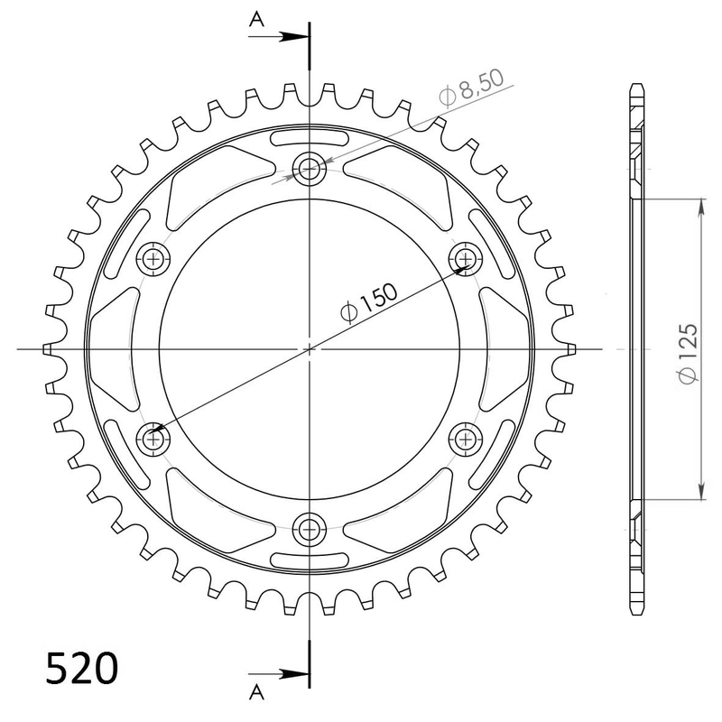 Rear sprocket SUPERSPROX black 42T, 520