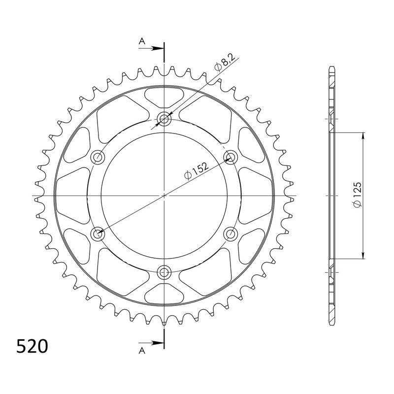 Rear sprocket SUPERSPROX black 49T, 520