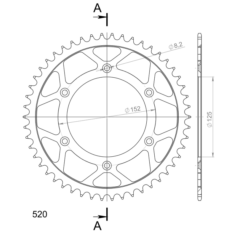 Rear sprocket SUPERSPROX black 50T, 520