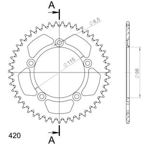 Rear ALU sprocket SUPERSPROX RAL-4:47-ORG orange 47T, 420