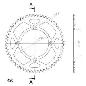 Rear ALU sprocket SUPERSPROX RAL-209:56-RED red 56T, 420