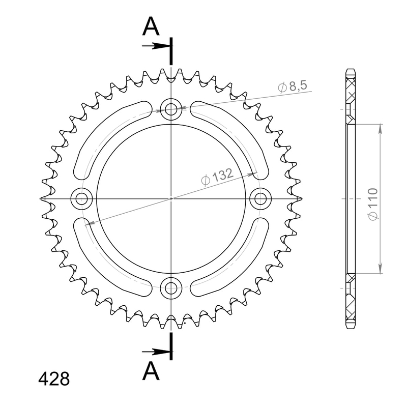 Rear ALU sprocket SUPERSPROX orange 46T, 428