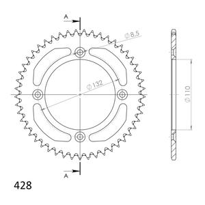 Rear ALU sprocket SUPERSPROX RAL-898:49-BLK black 49T, 428