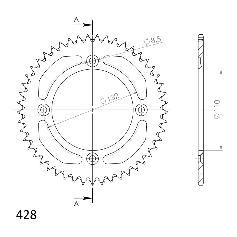 Rear ALU sprocket SUPERSPROX black 49T, 428
