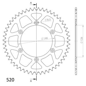 Rear ALU sprocket SUPERSPROX RAL-808:50-BLK black 50T, 520