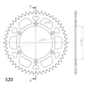 Rear ALU sprocket SUPERSPROX RAL-1512:48-RED red 48T, 520