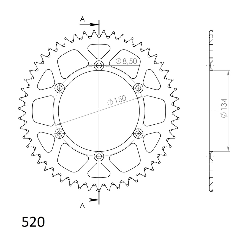 Rear ALU sprocket SUPERSPROX black 51T, 520