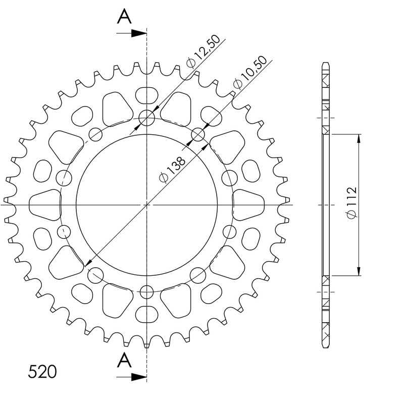 Rear ALU sprocket SUPERSPROX black 43T, 520