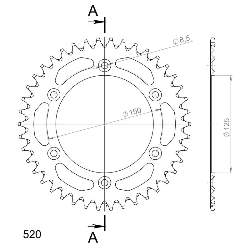 Rear ALU sprocket SUPERSPROX orange 42T, 520