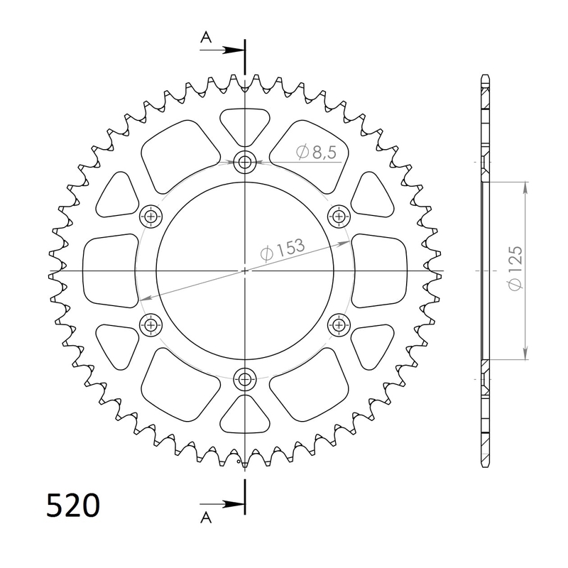 Rear ALU sprocket SUPERSPROX red 50T, 520