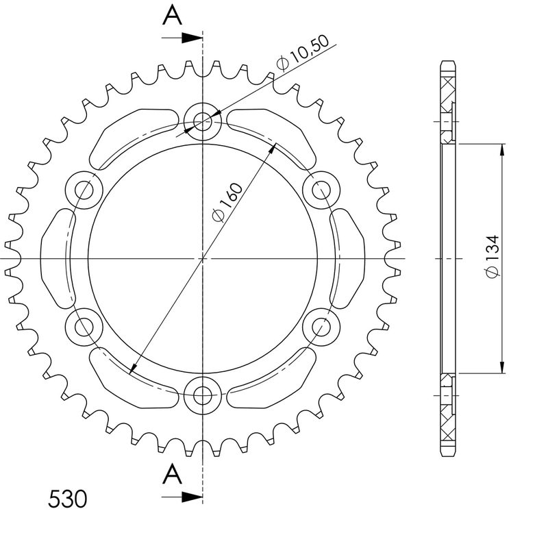 Rear ALU sprocket SUPERSPROX black 43T, 530