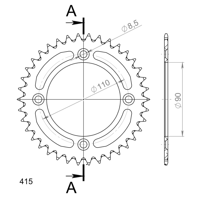 Rear ALU sprocket SUPERSPROX orange 39T, 415