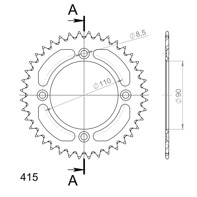 Rear ALU sprocket SUPERSPROX orange 40T, 415