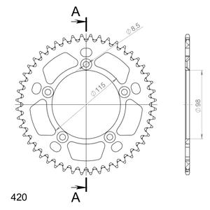 Rear ALU sprocket SUPERSPROX RAL-4:48-BLK black 48T, 420