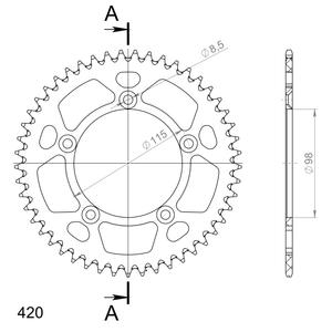 Rear ALU sprocket SUPERSPROX RAL-4:49-ORG orange 49T, 420
