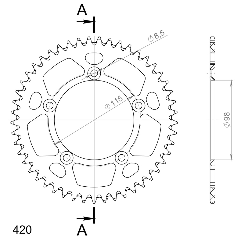 Rear ALU sprocket SUPERSPROX orange 49T, 420
