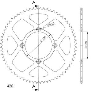 Rear ALU sprocket SUPERSPROX RAL-6618:68-RED red 68T, 420