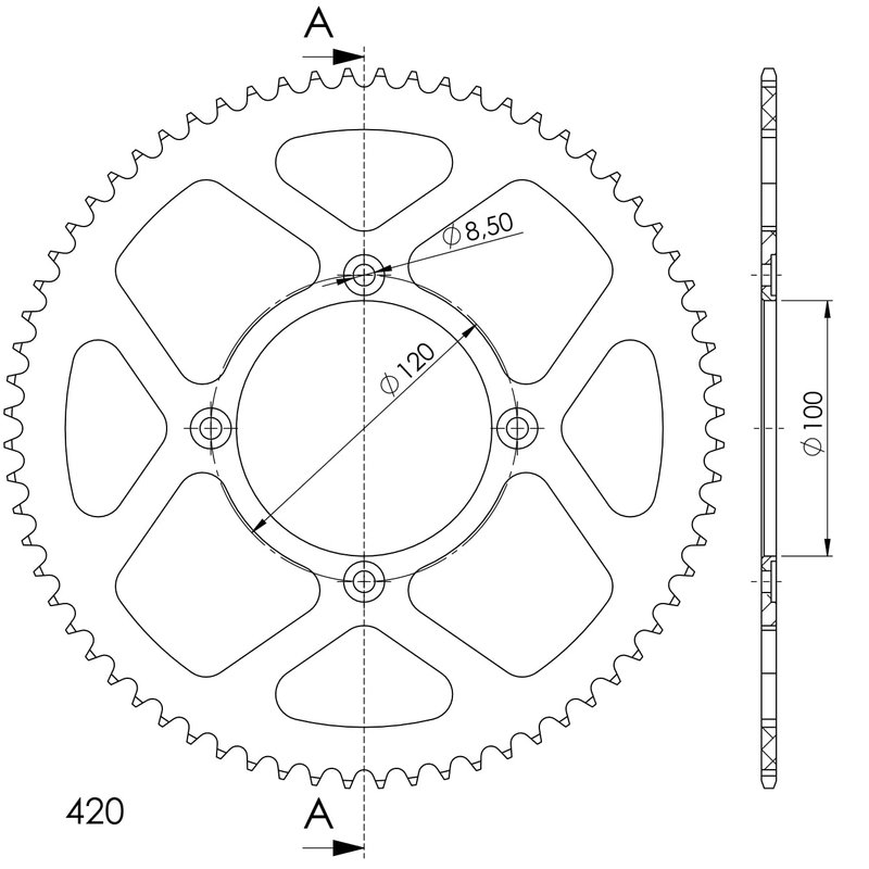 Rear ALU sprocket SUPERSPROX red 68T, 420