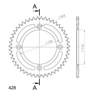 Rear ALU sprocket SUPERSPROX RAL-898:47-BLK black 47T, 428