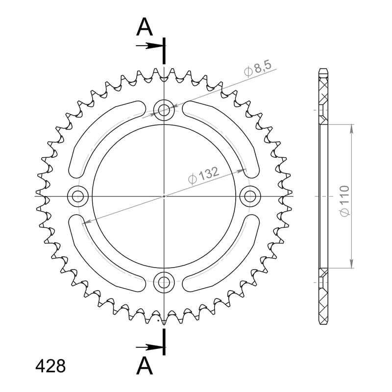Rear ALU sprocket SUPERSPROX orange 47T, 428